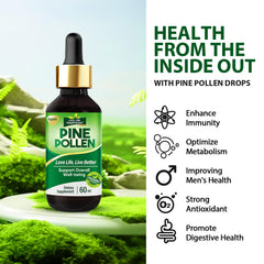 Dropper bottle with pine pollen drops for easy use