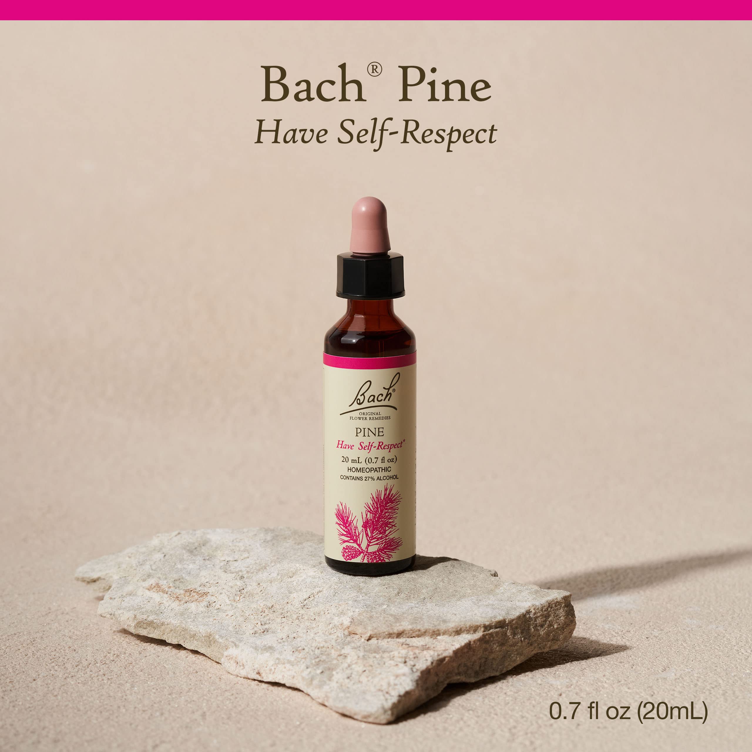 Close-up of Pine remedy dropper dispensing two drops