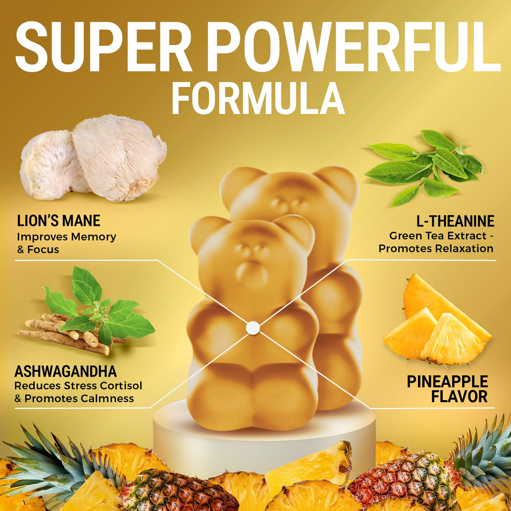 Pineapple-flavored gummies in a bottle