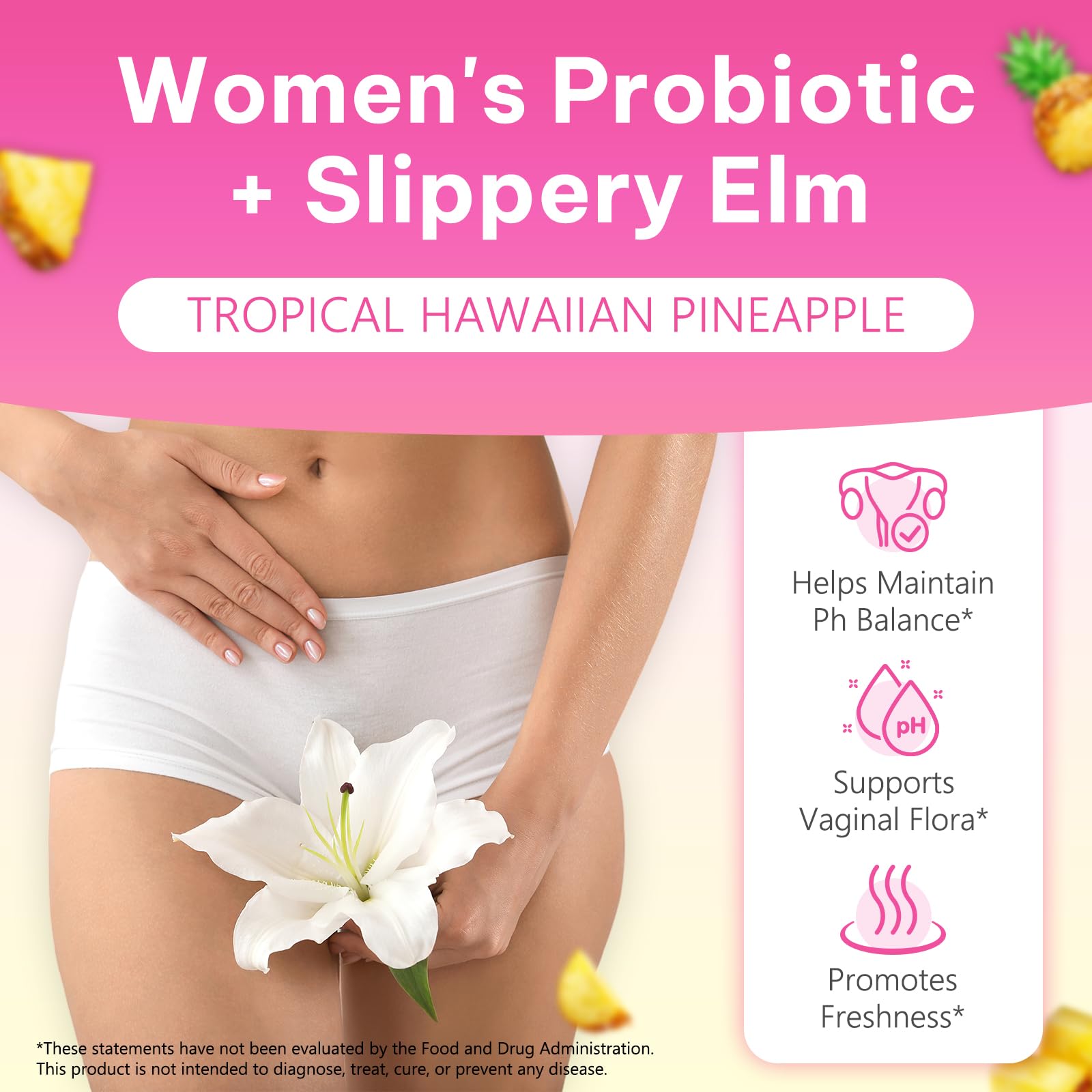 Close-up of pineapple-flavored vaginal probiotics gummies