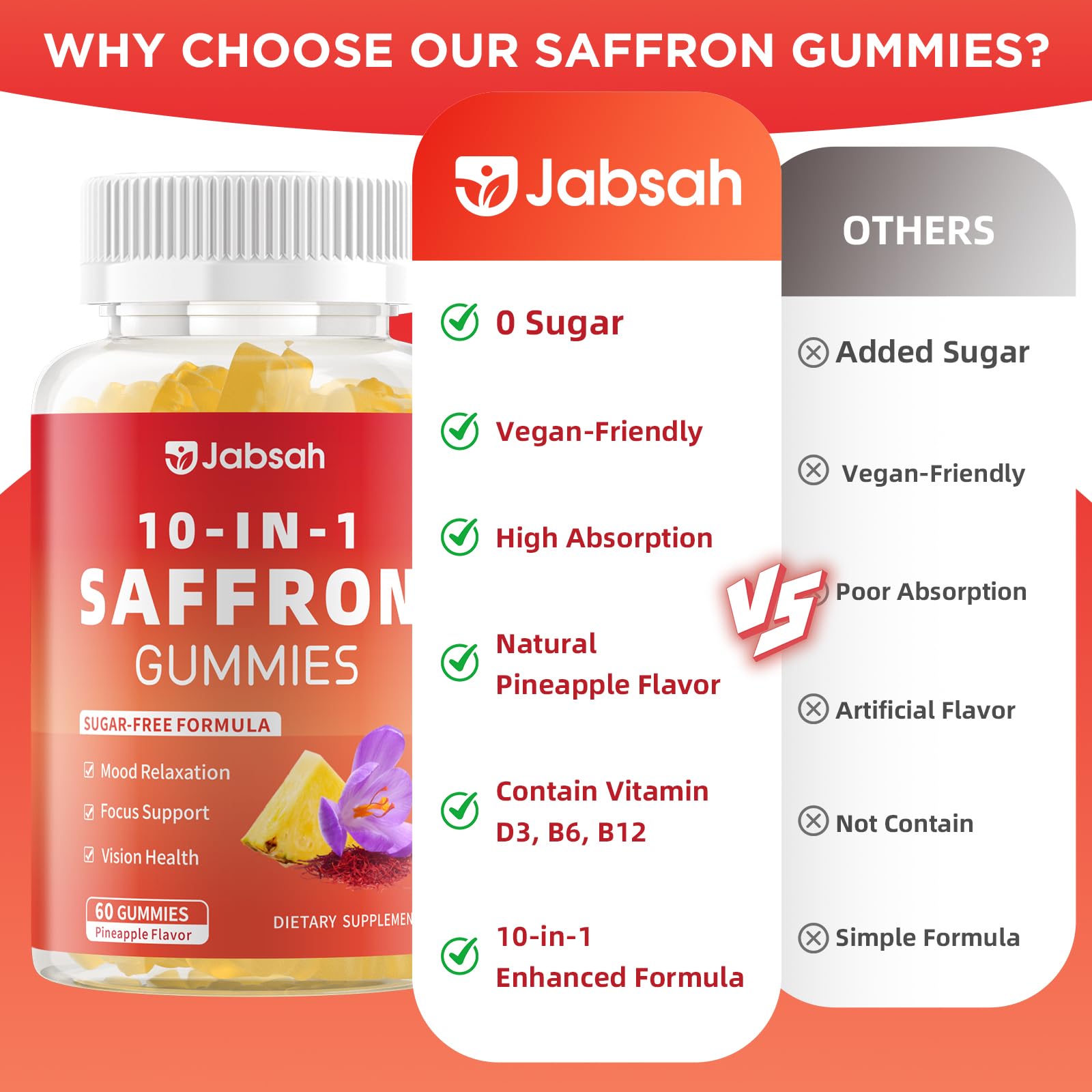 Pineapple-flavored vegan saffron gummies