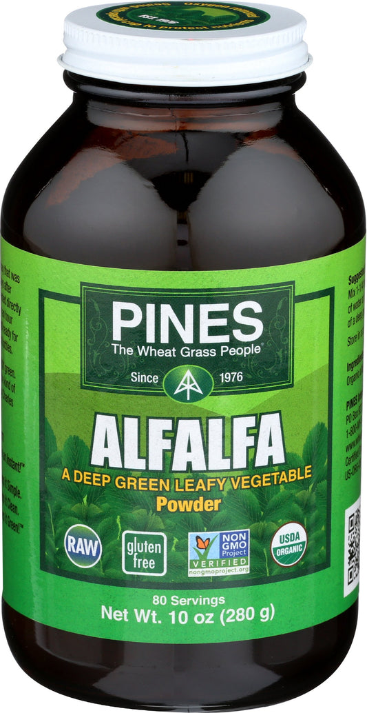 Pines Organic Alfalfa Powder 10 oz – front label