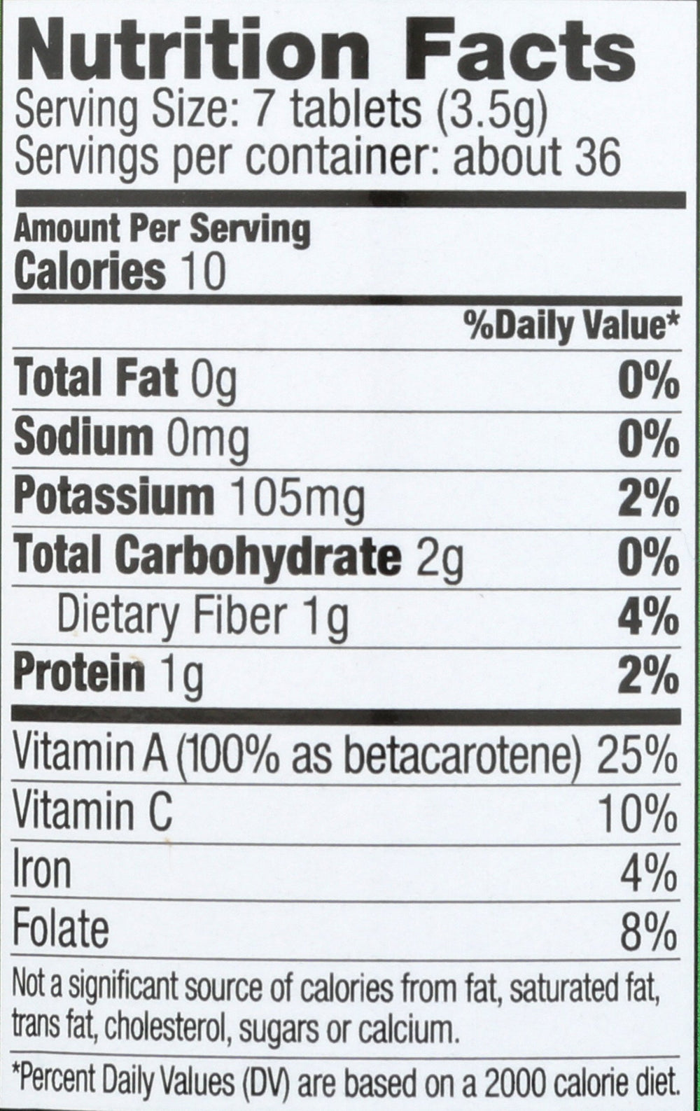 Close-up of PINES Wheat Grass tablets
