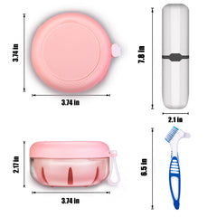 Pink denture case with built-in mirror detail