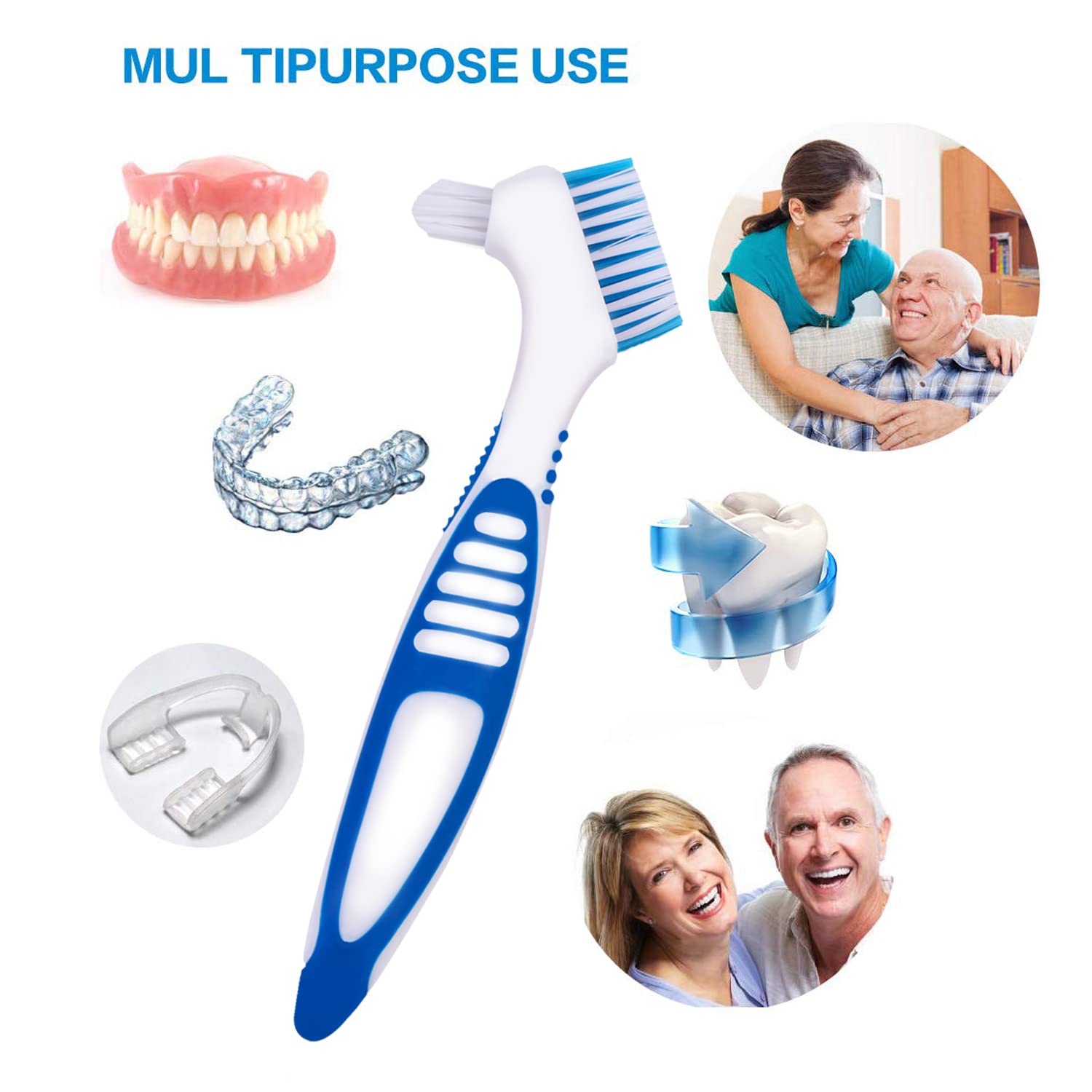 Case opened showing space for dentures and retainers