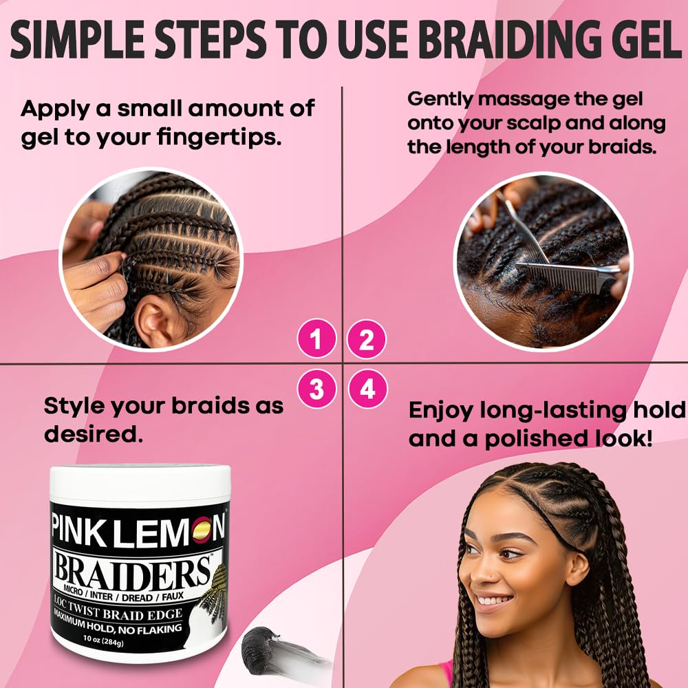 PINK LEMON Braiding Gel glow adds high shine to finished looks