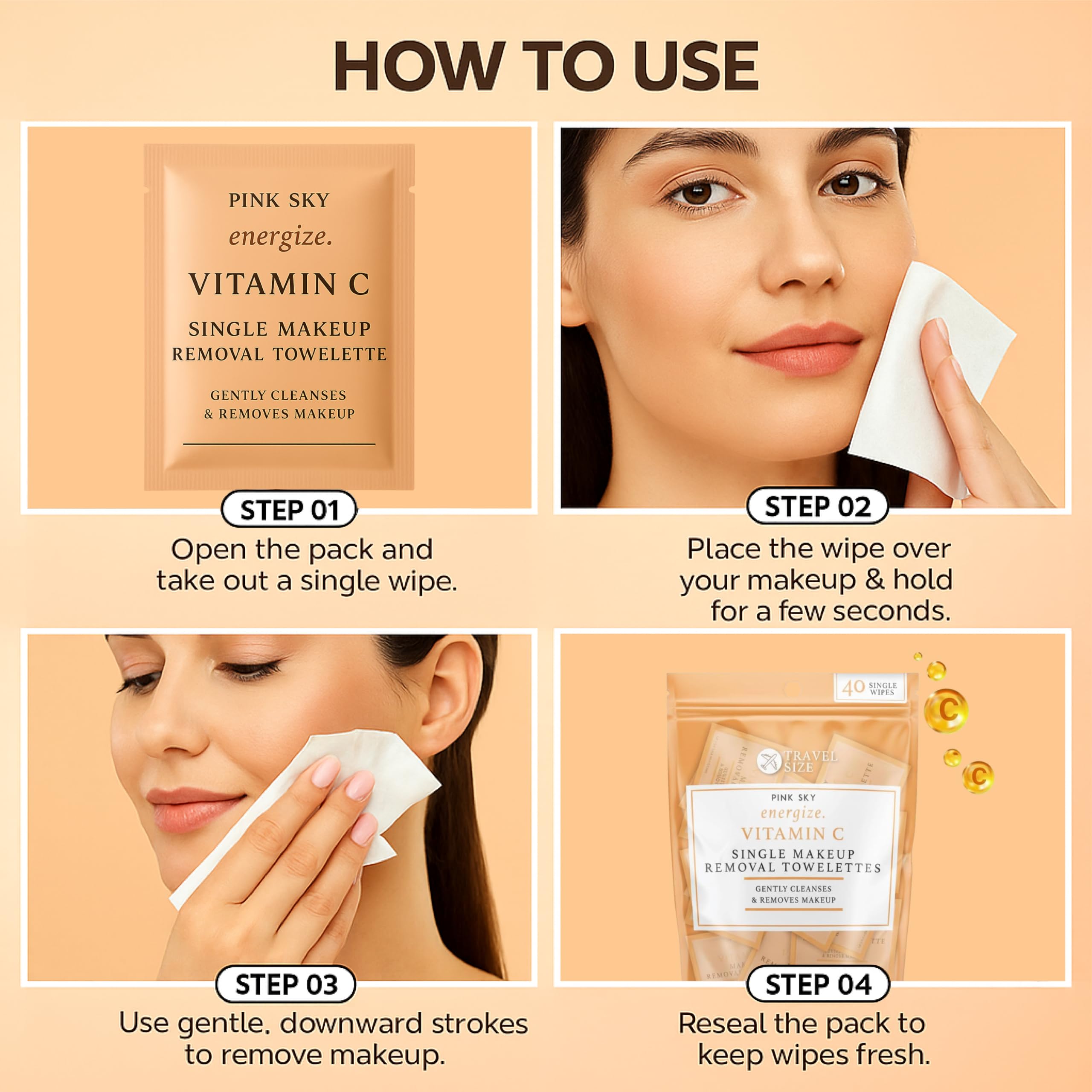 Pink Sky daily-use cleansing wipe for quick refreshes