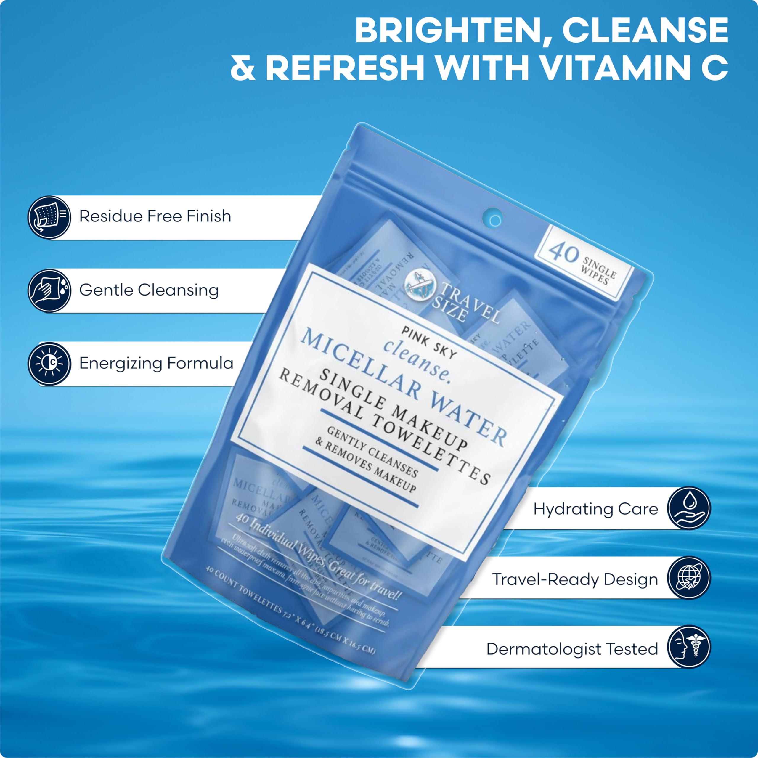 Pink Sky Micellar Wipes close-up highlighting soft texture for gentle cleansing.