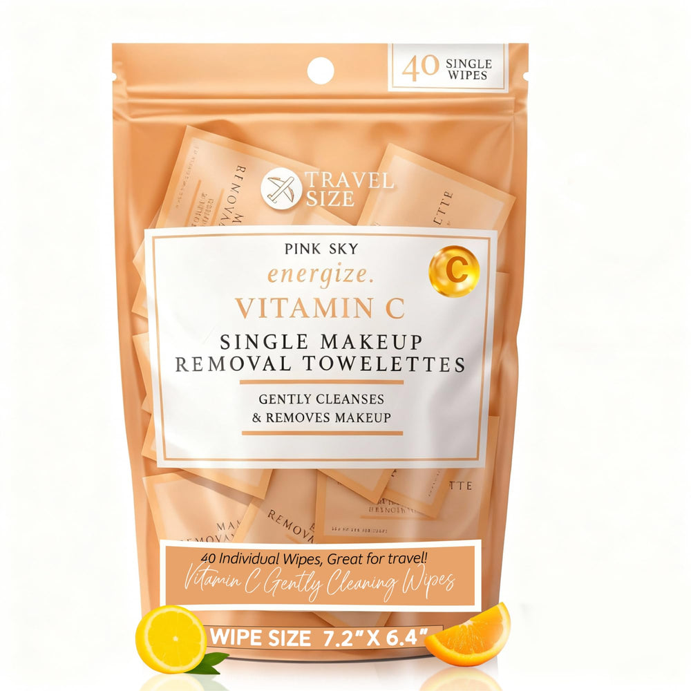 Pink Sky Vitamin C makeup remover wipes pack for on-the-go cleansing