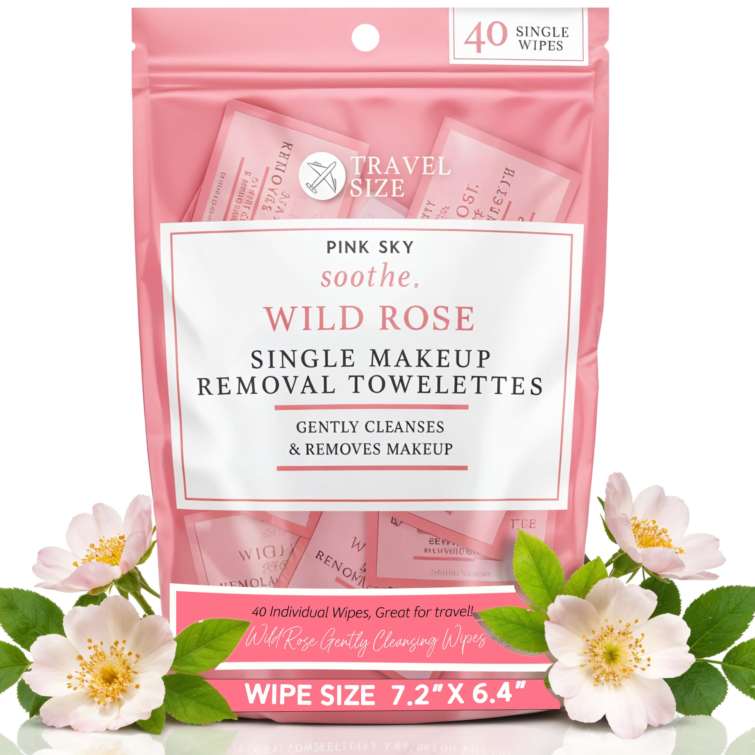 Pink Sky Wild Rose makeup remover wipes pack for gentle cleansing