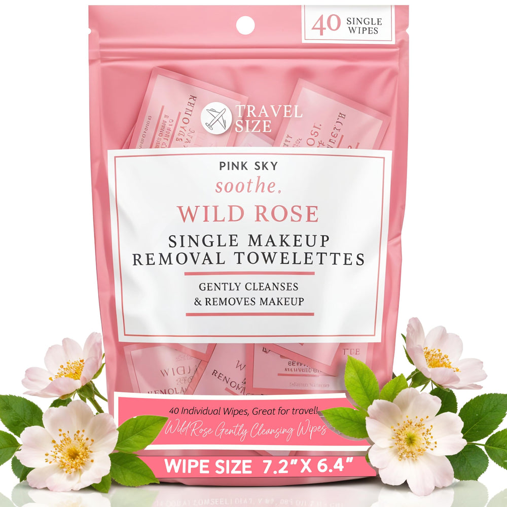 Pink Sky Wild Rose makeup remover wipes pack for gentle cleansing