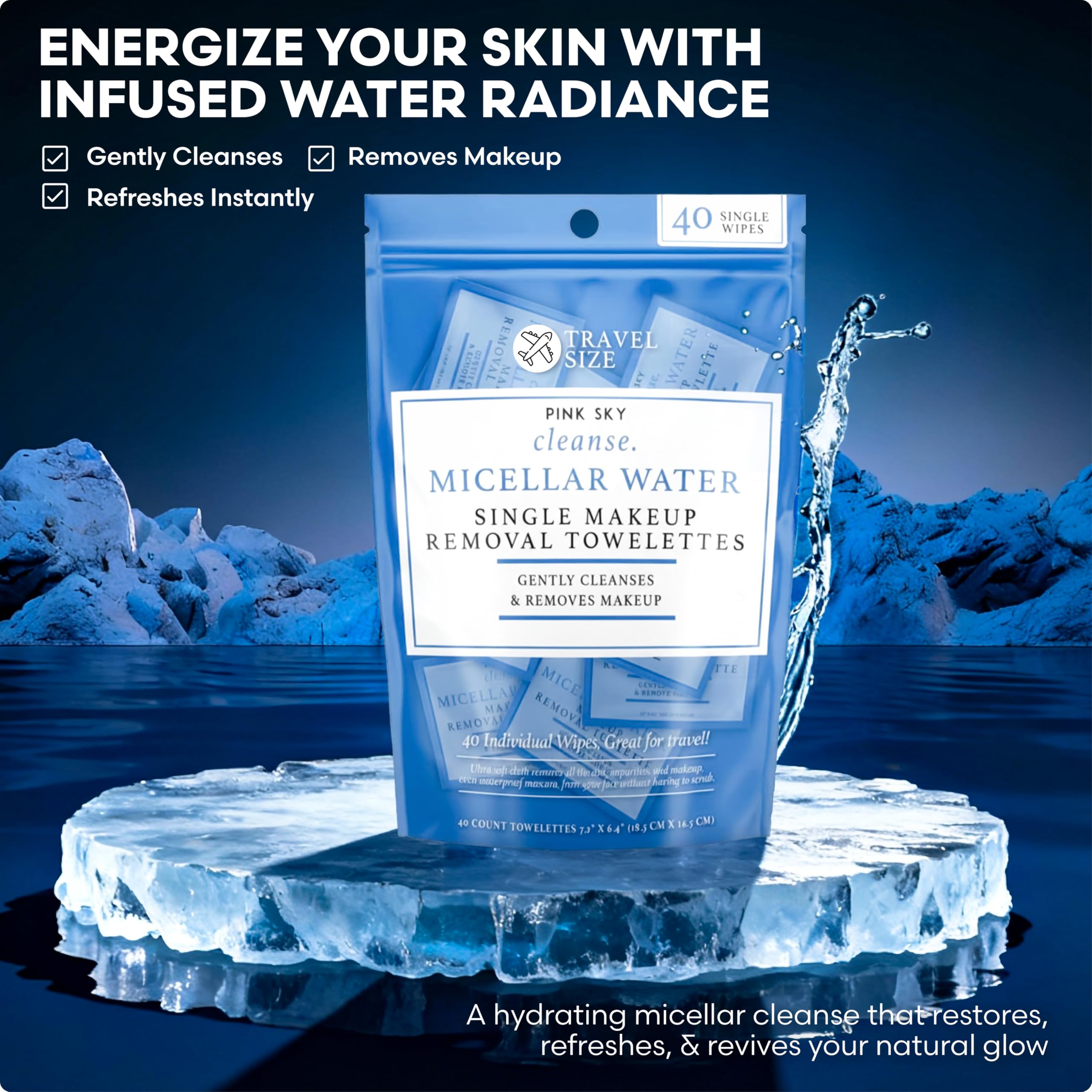 Pink Sky Wipes remove waterproof makeup without rubbing.
