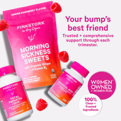 Unopened Pink Stork Choline packaging with bottle inside