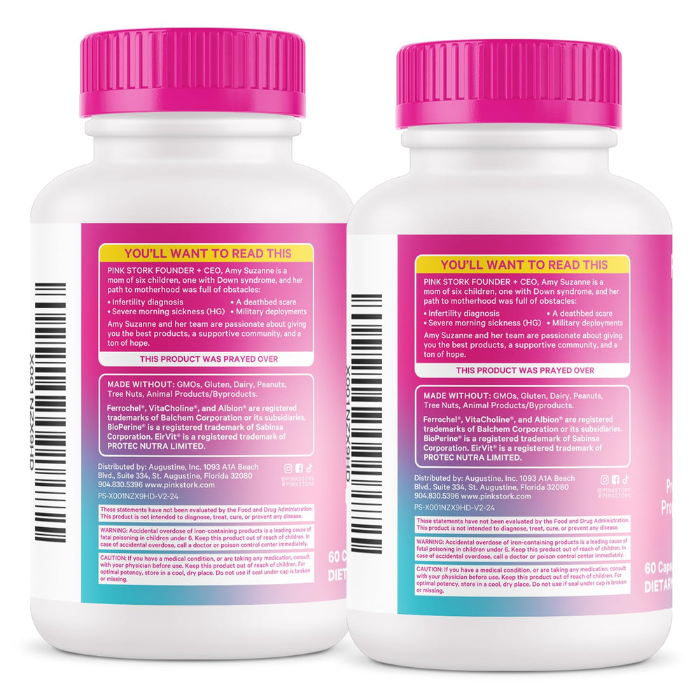 Lifestyle shot of Pink Stork Fertility Vitamins bottle