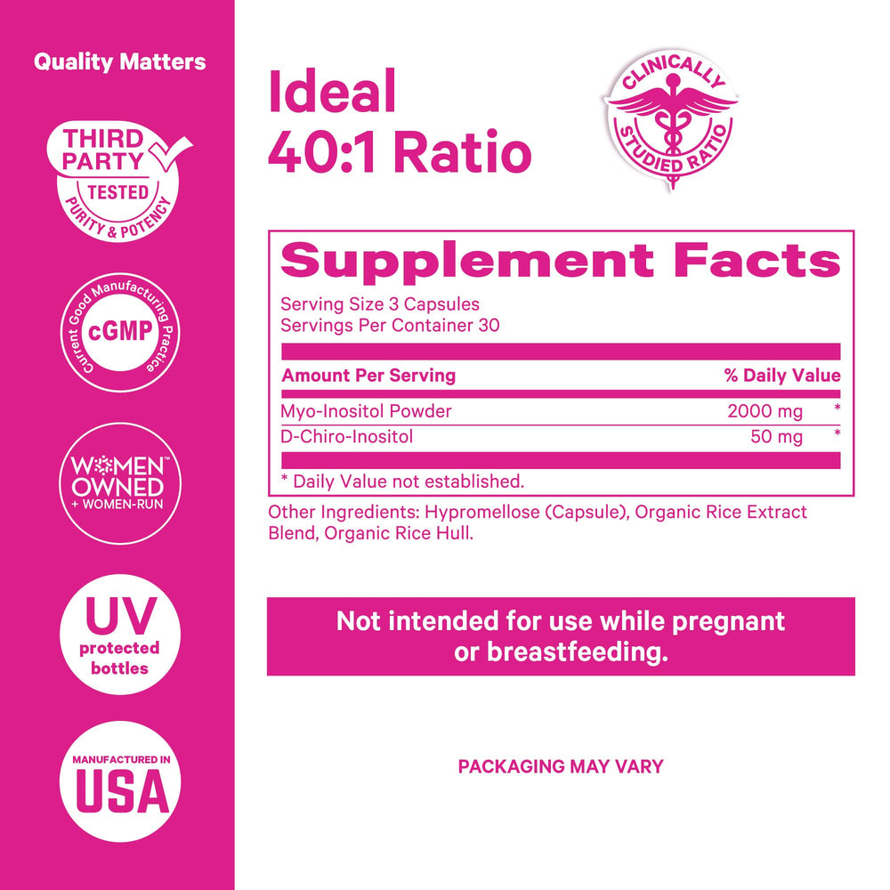Ingredients panel for Pink Stork Inositol for Women