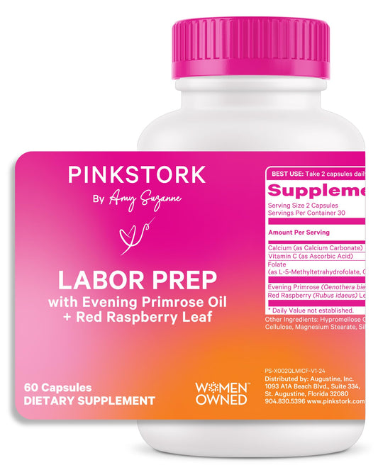 Pink Stork Labor Prep bottle with label