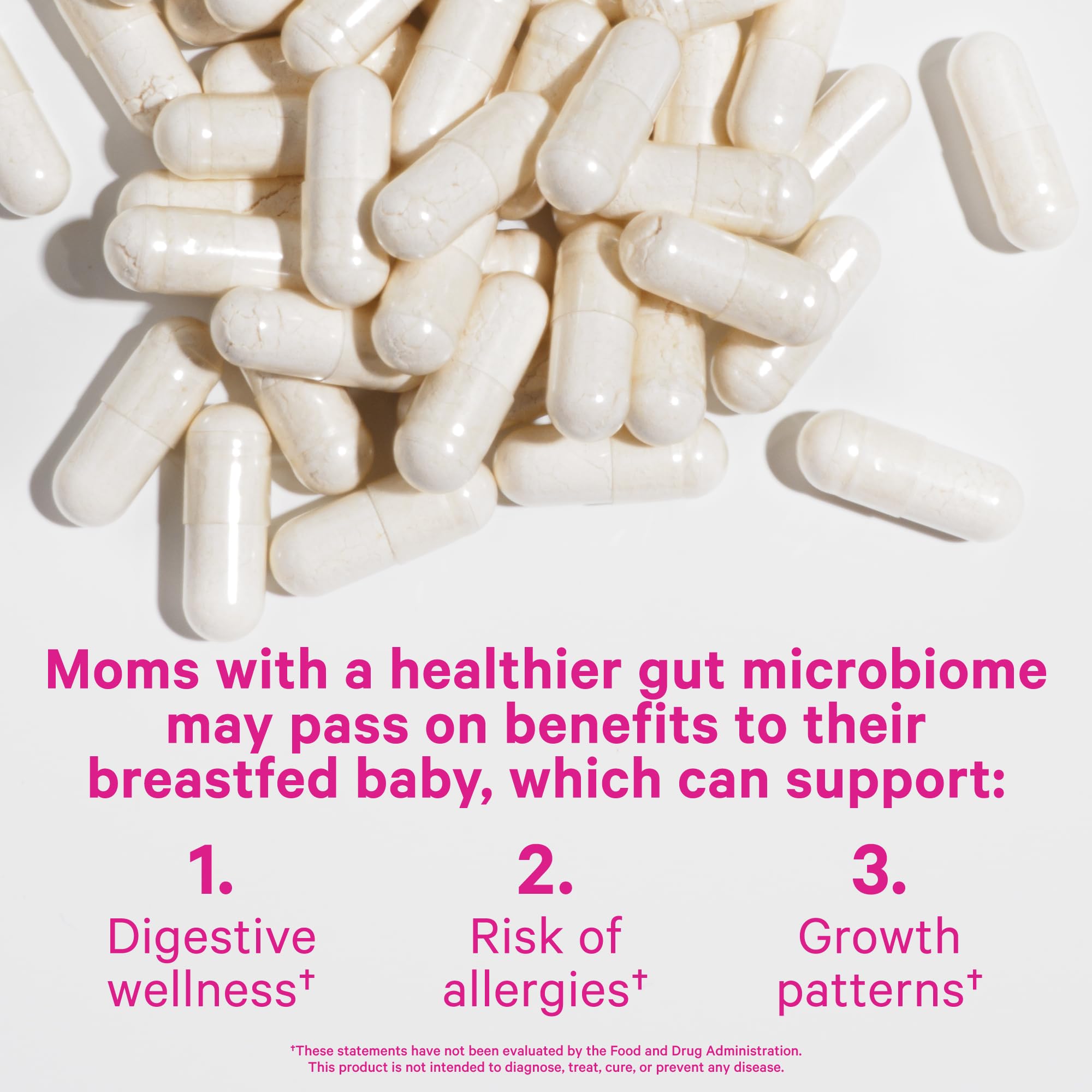 Pink Stork Lactation Probiotic bottle pour illustrates an easy daily capsule ritual.