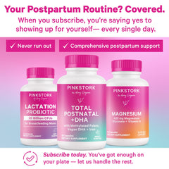 Pink Stork Lactation Probiotic bottle on a surface