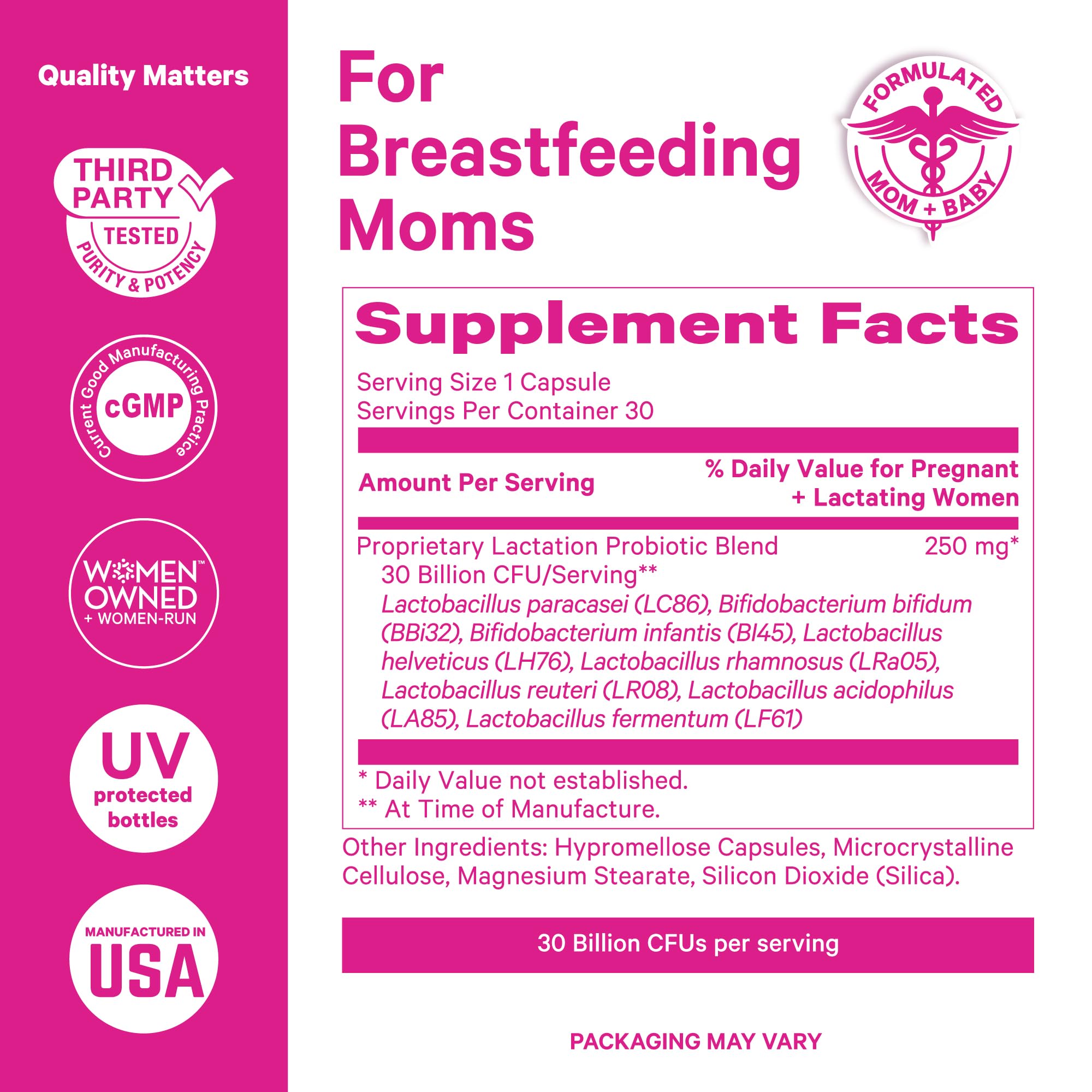 Ingredients highlight for Pink Stork Lactation Probiotic