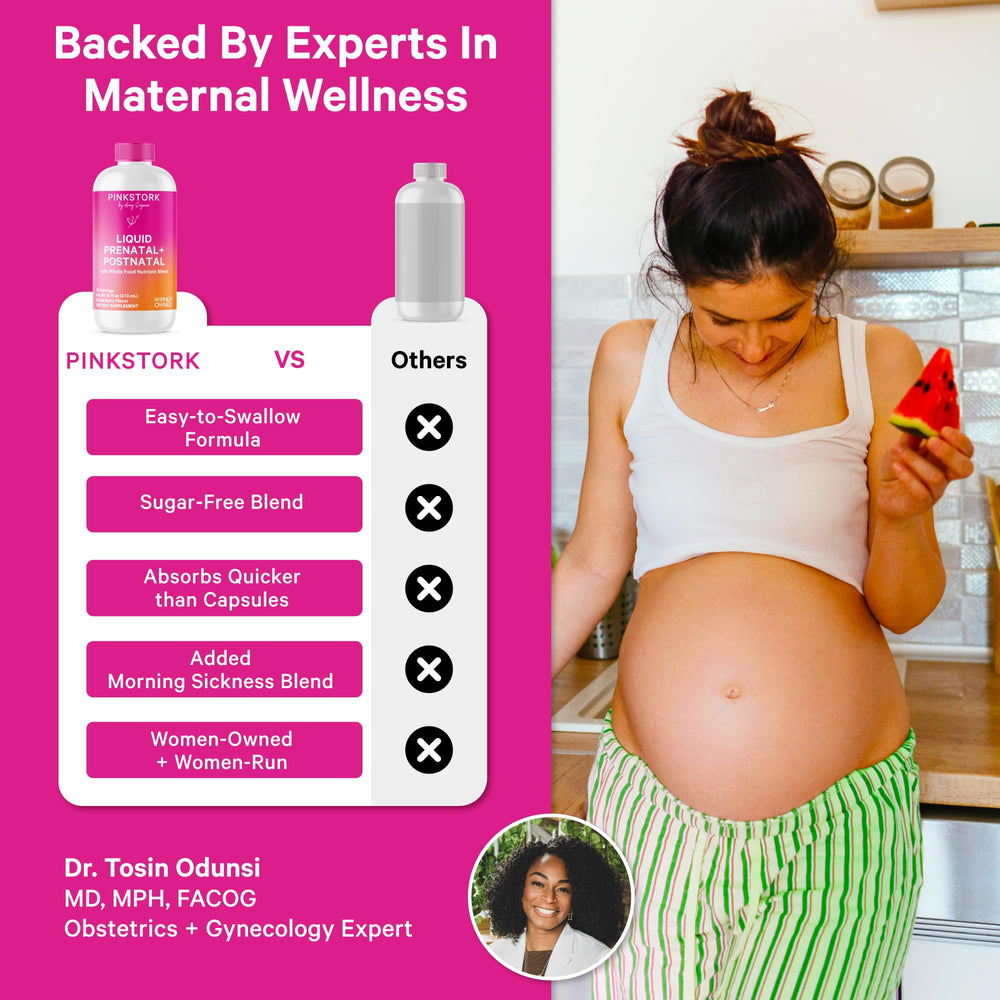 Organic ingredients like elderberries and greens in Pink Stork Prenatal.