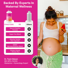 Organic ingredients like elderberries and greens in Pink Stork Prenatal.
