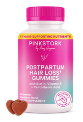 Hero image of Pink Stork Postpartum Hair Loss Gummies with strawberry flavor