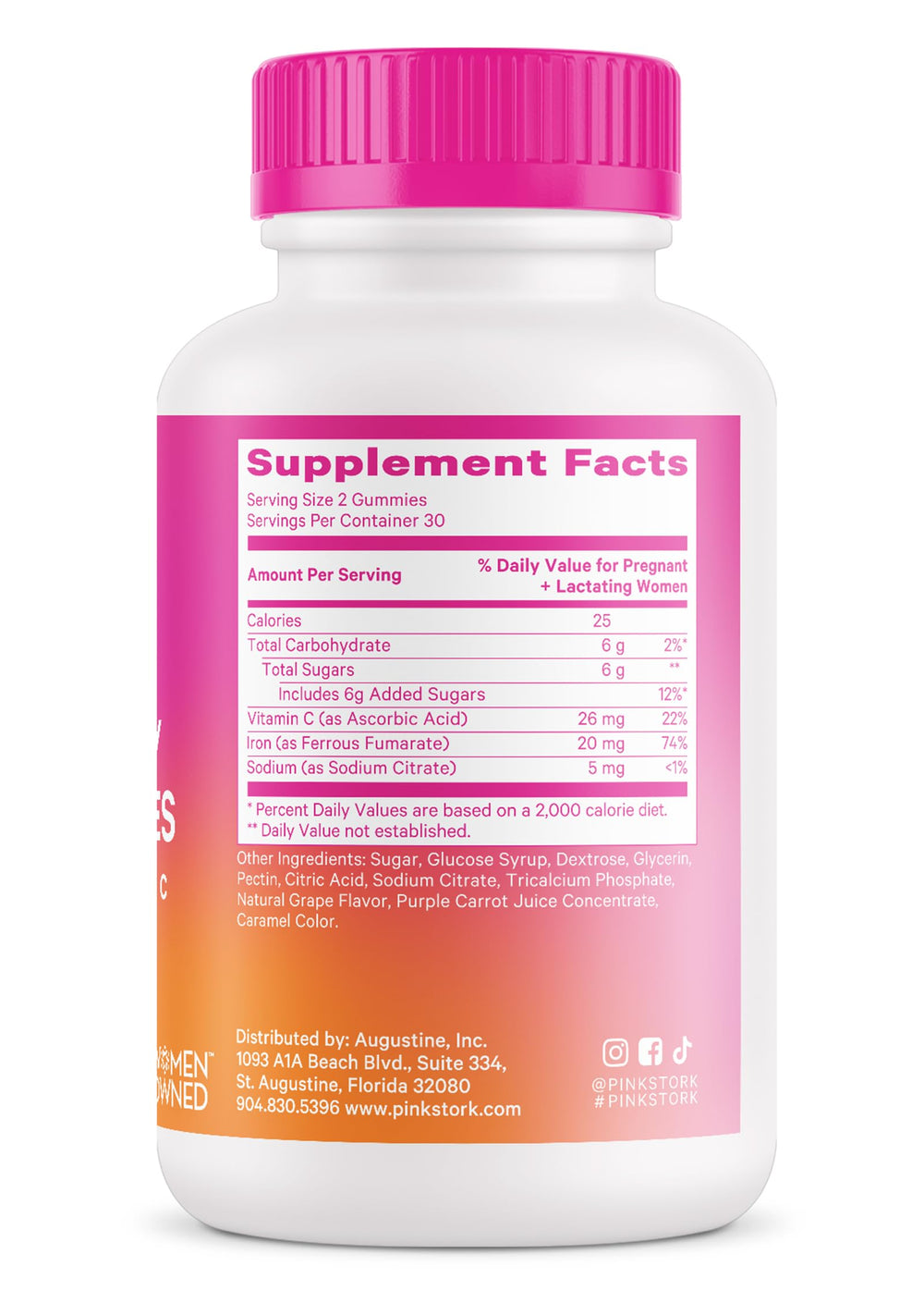 Pink Stork Prenatal Iron Gummies bottle