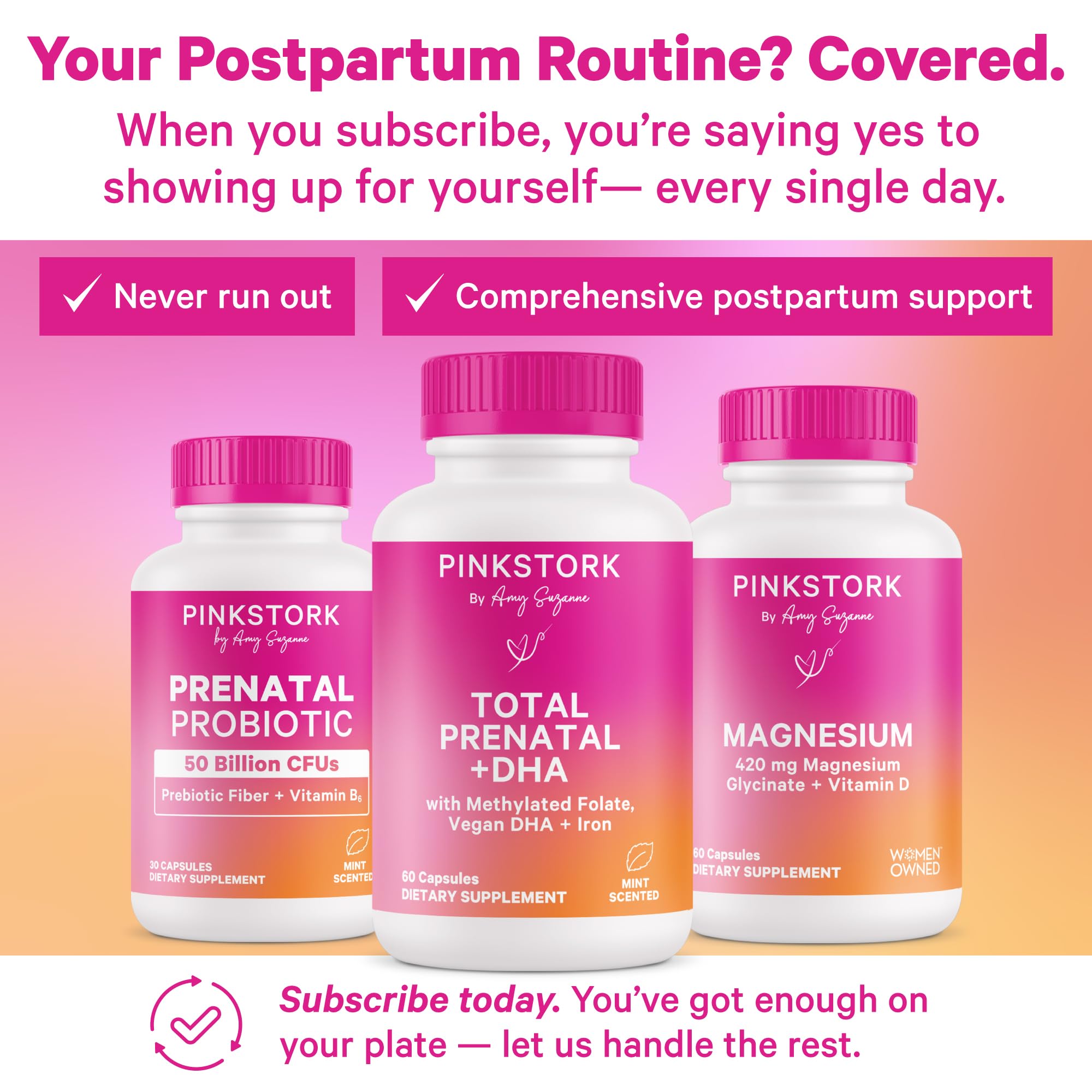 Pregnancy wellness lifestyle image featuring Pink Stork
