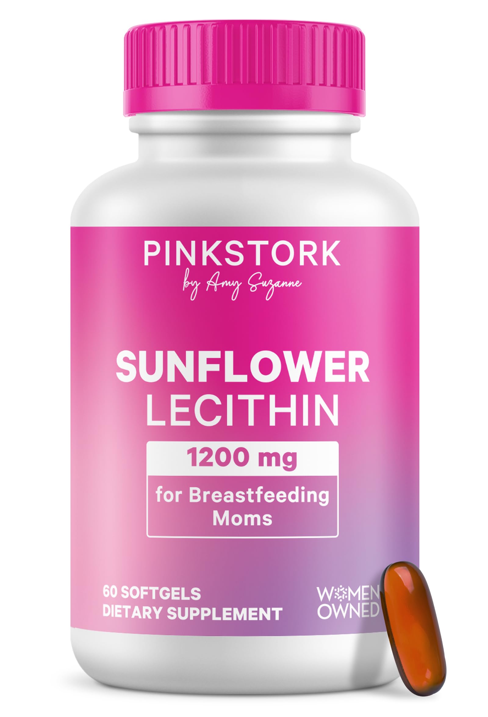 Bottle of Pink Stork Sunflower Lecithin 1200 mg softgels