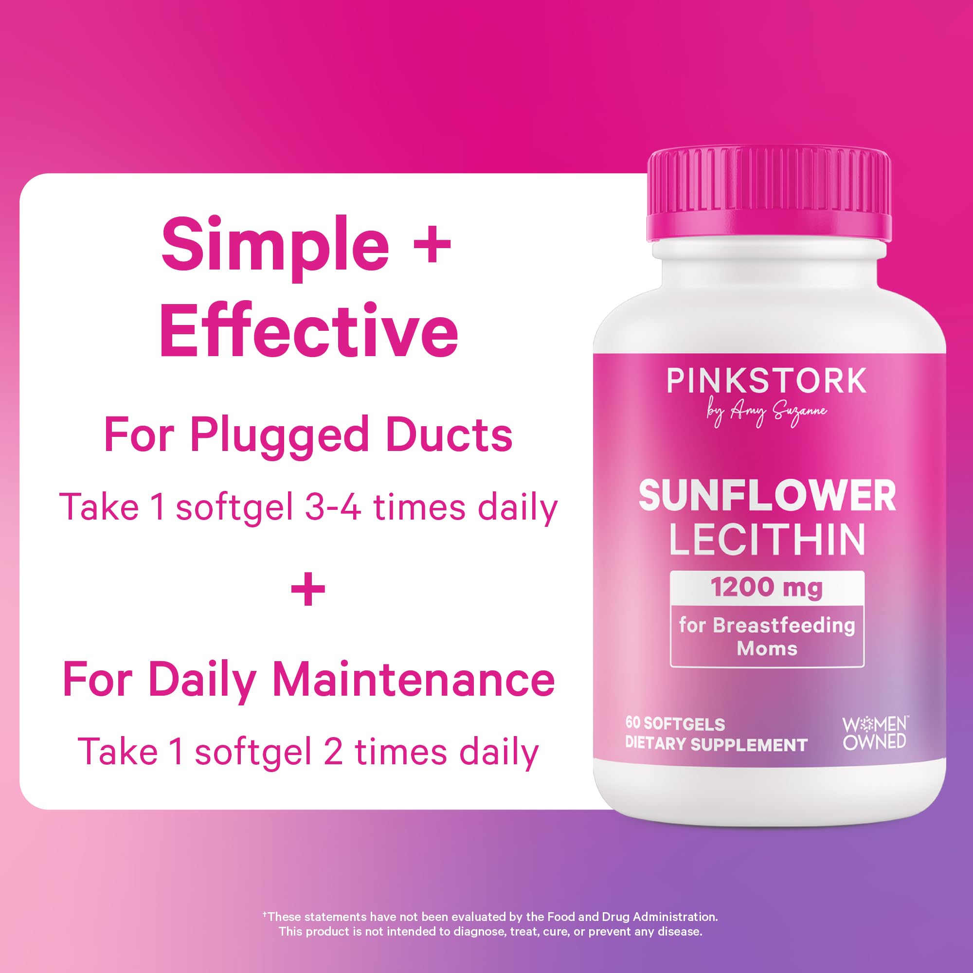 Breastfeeding mom with Pink Stork Sunflower Lecithin bottle