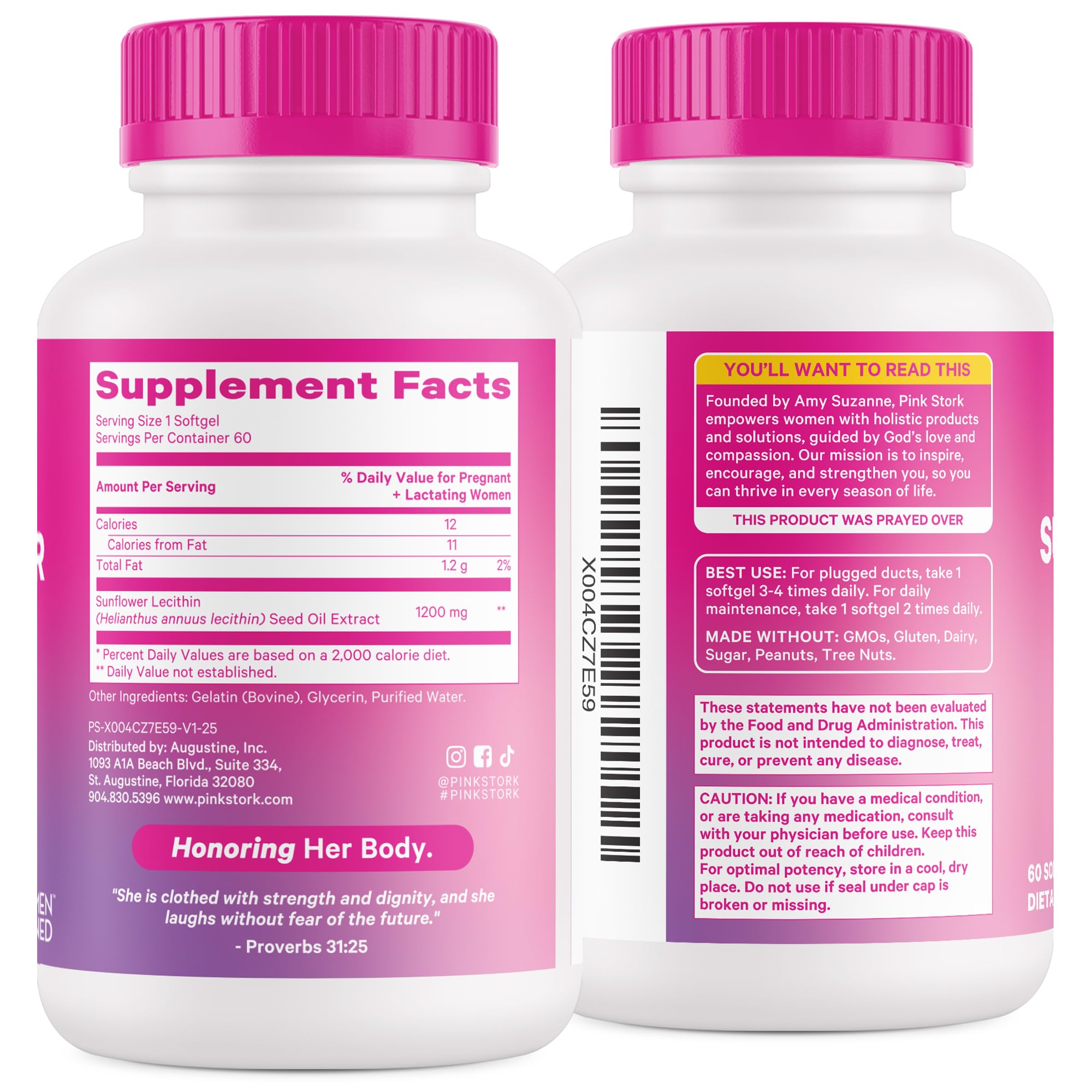 Label details and dosage information for Pink Stork Lecithin