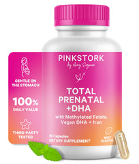 Bottle of Pink Stork Total Prenatal Vitamins 60-count