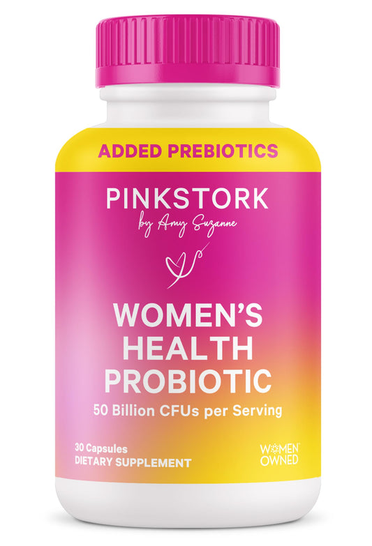Pink Stork Women’s Health Probiotic bottle - front view
