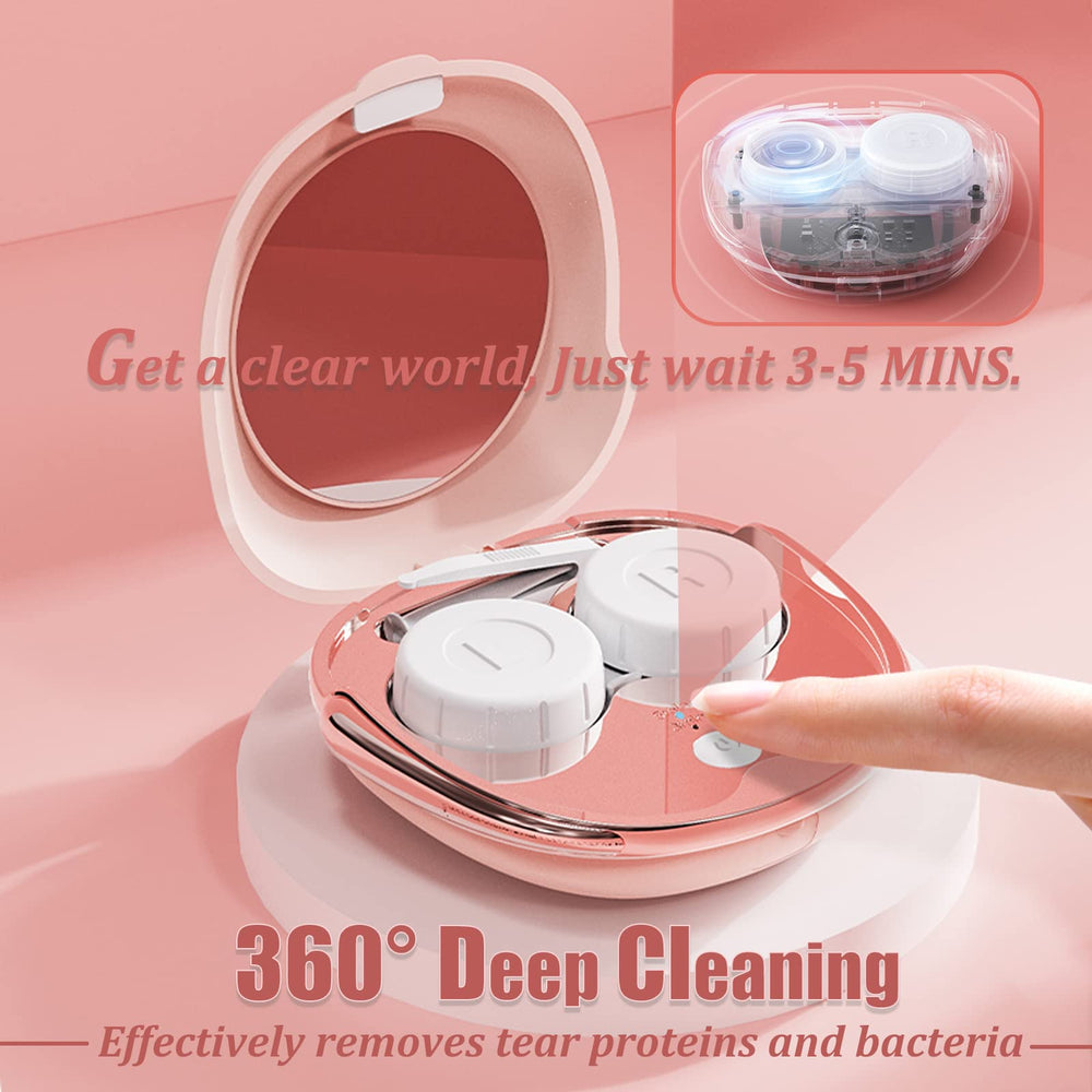 Close-up of the cleaner with built-in mirror and storage case