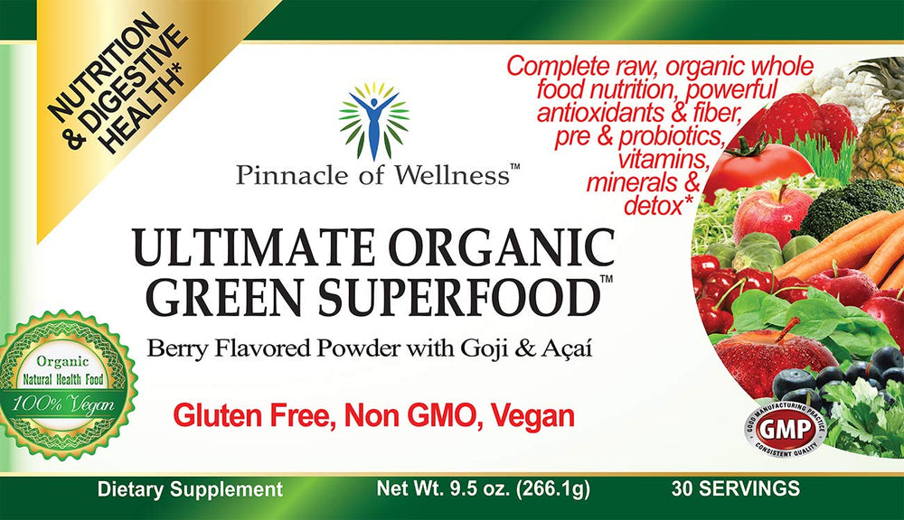 Scoop of Pinnacle of Wellness Berry Green Superfood Powder