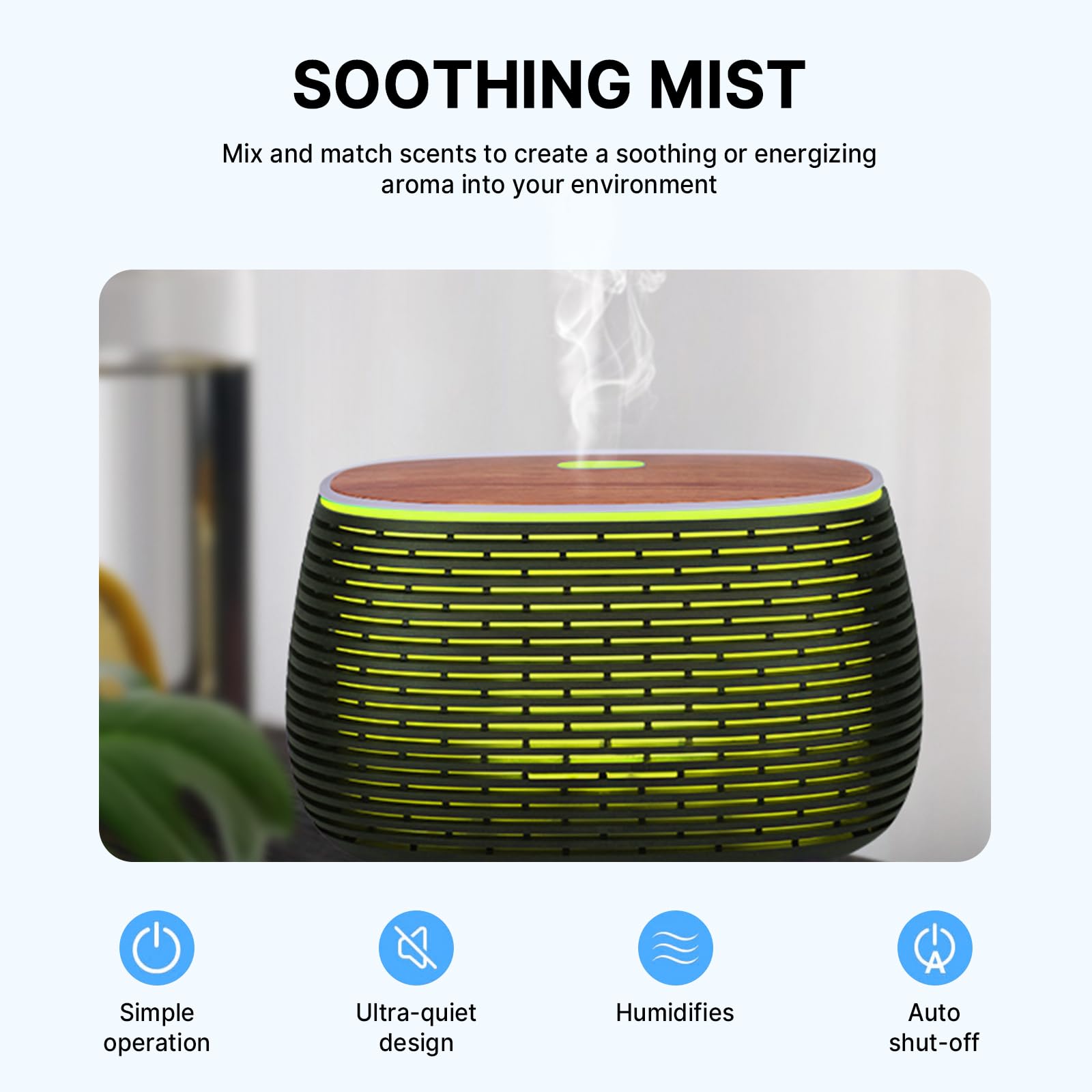 PinPure ultrasonic diffuser runs quietly for sleep or work