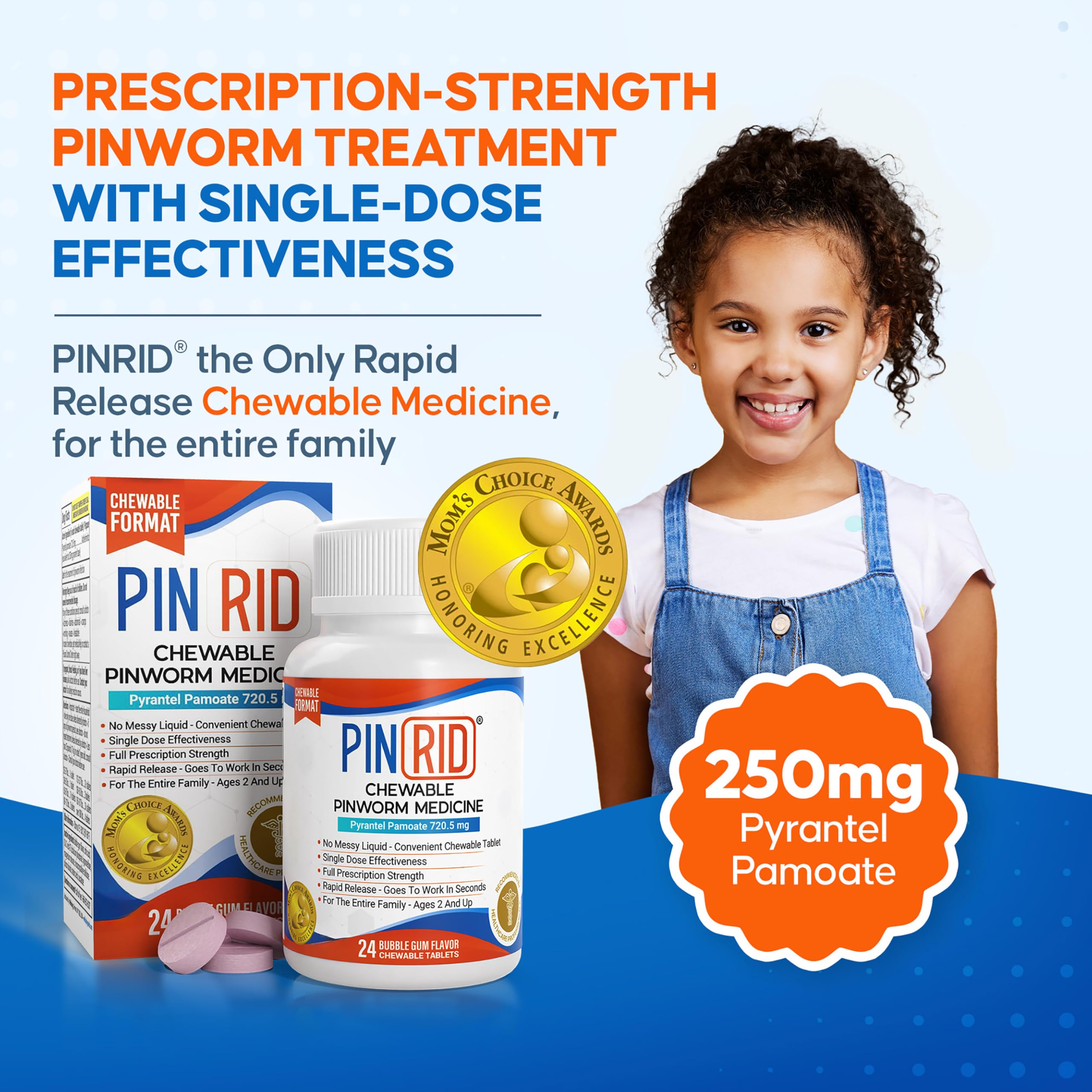 PinRid pinworm medicine for family 2+ (ages 2+ and up)
