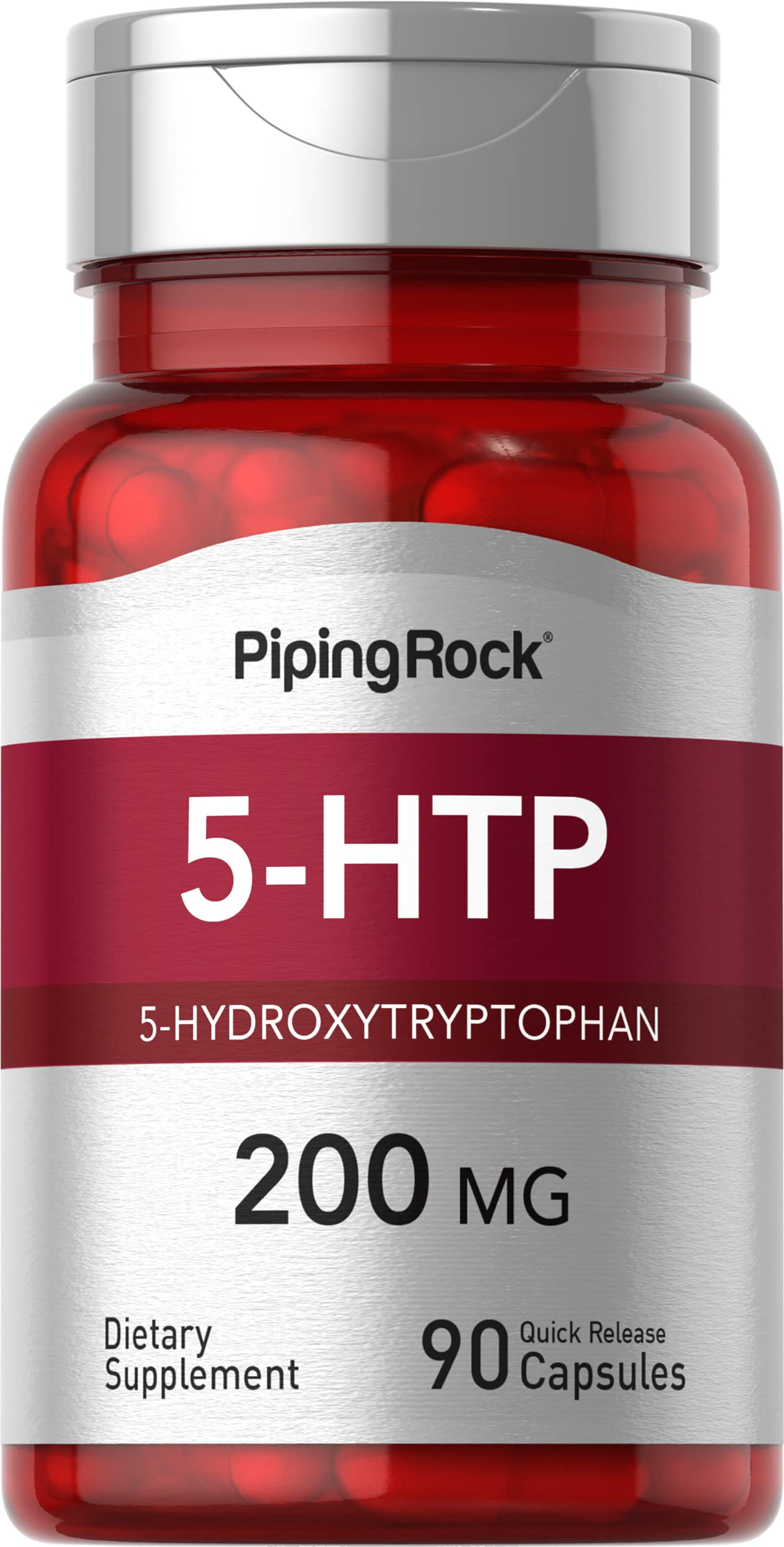 Piping Rock 5-HTP supplement bottle with 90 capsules