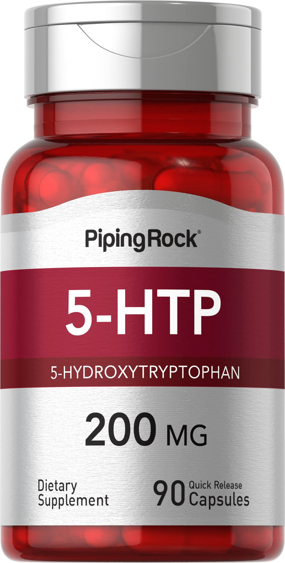 Piping Rock 5-HTP supplement bottle with 90 capsules