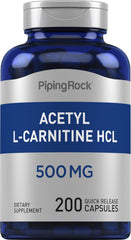 Bottle of Piping Rock Acetyl L-Carnitine HCL 500 mg capsules front view