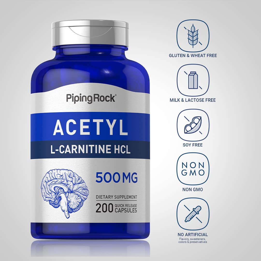 Close-up of 500 mg Acetyl L-Carnitine HCL capsules