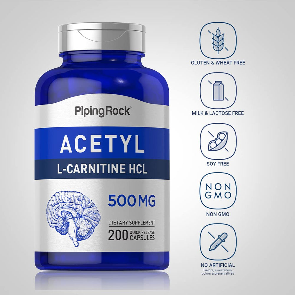 Close-up of 500 mg Acetyl L-Carnitine HCL capsules