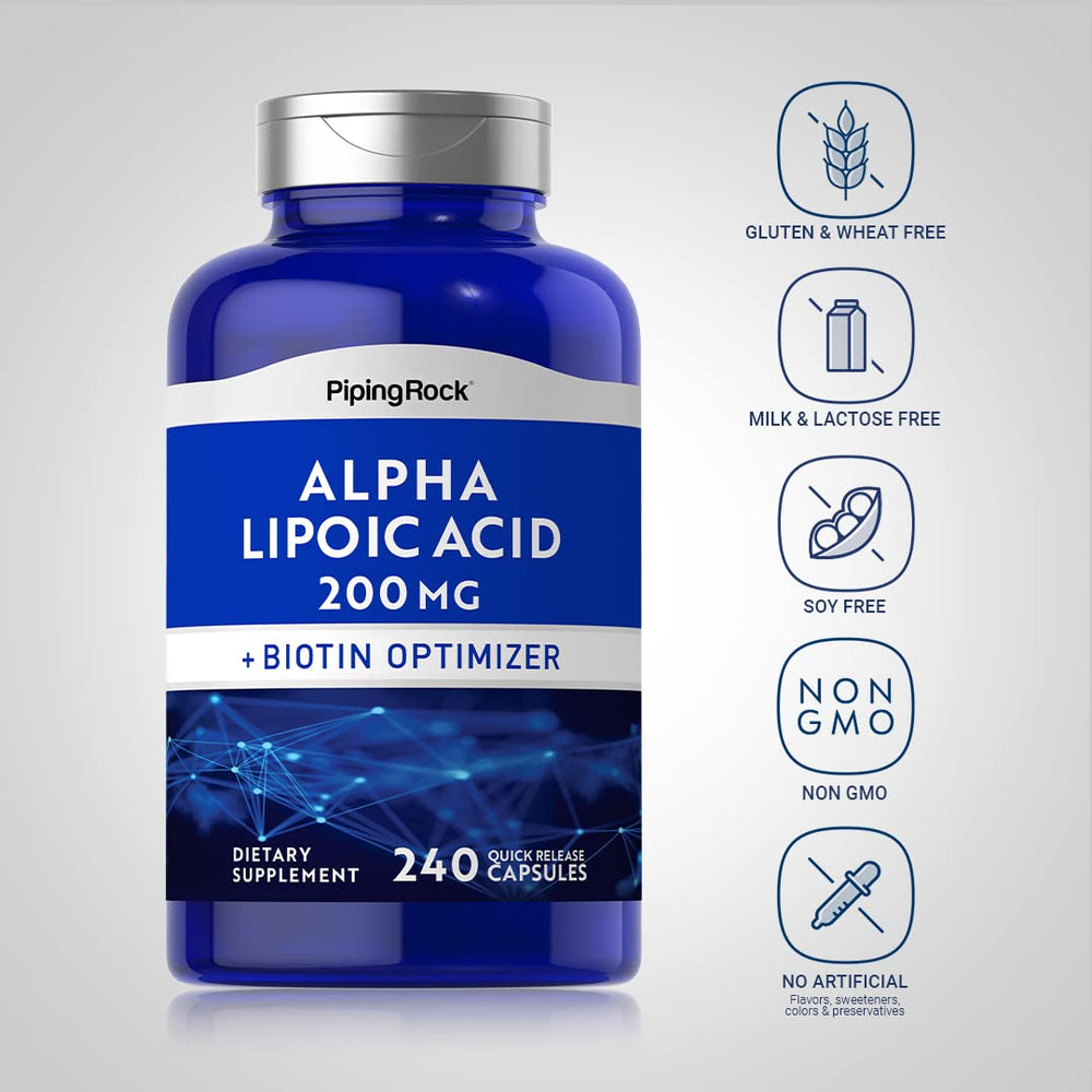 Piping Rock open bottle with capsules spilled showing supplement quantity and accessibility