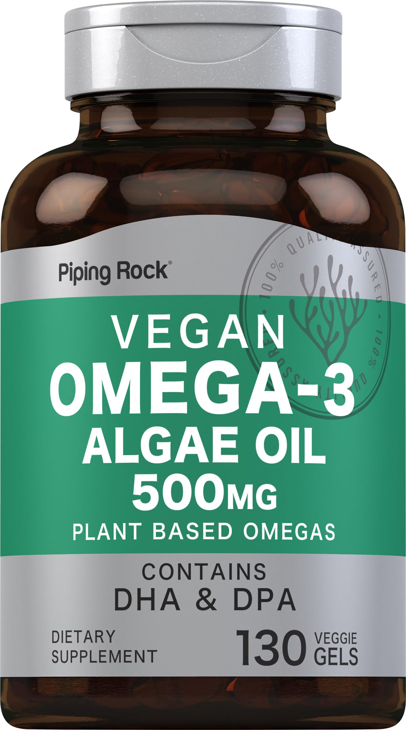Piping Rock bottle front packaging showing plant-based omega option