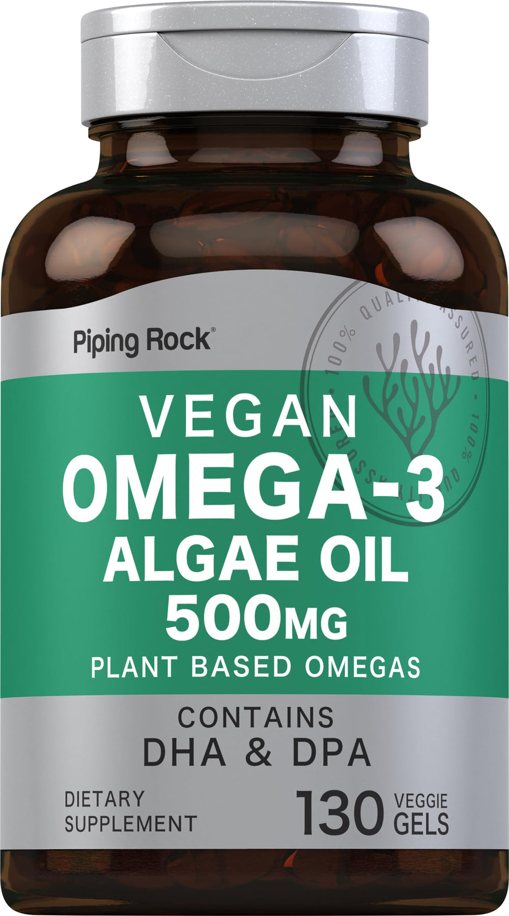 Piping Rock bottle front packaging showing plant-based omega option