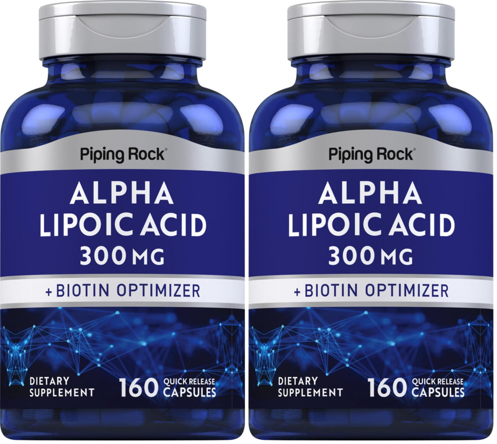 Piping Rock Alpha Lipoic Acid 300mg bottle with 160 capsules, pack of 2