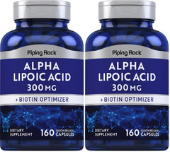 Piping Rock Alpha Lipoic Acid 300mg bottle with 160 capsules, pack of 2