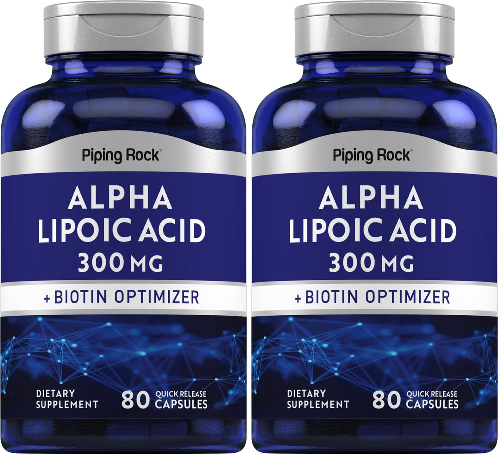 Front view of Piping Rock Alpha Lipoic Acid 300mg Pack of 2