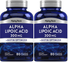 Front view of Piping Rock Alpha Lipoic Acid 300mg Pack of 2