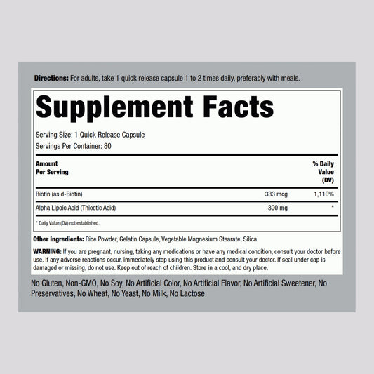 Product label close-up for Piping Rock Alpha Lipoic Acid 300mg Pack of 2